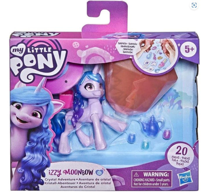 My Little Pony: A New Generation Movie Crystal Adventure Izzy Moonbow - 3-Inch Purple Pony Toy, Surprise Accessories, Friendship Bracelet