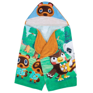 Animal Crossing Kids Tom Nook Hooded Bath Towel, Cotton, Green, Nintendo