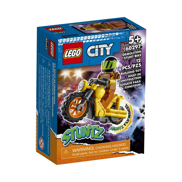 LEGO City Stuntz Demolition Stunt Bike 60297 Building Kit; Featuring a Toy Stunt Bike with Flywheel Functionality, Plus LEGO City Adventures TV Series Minifigure Character Wallop (12 Pieces)