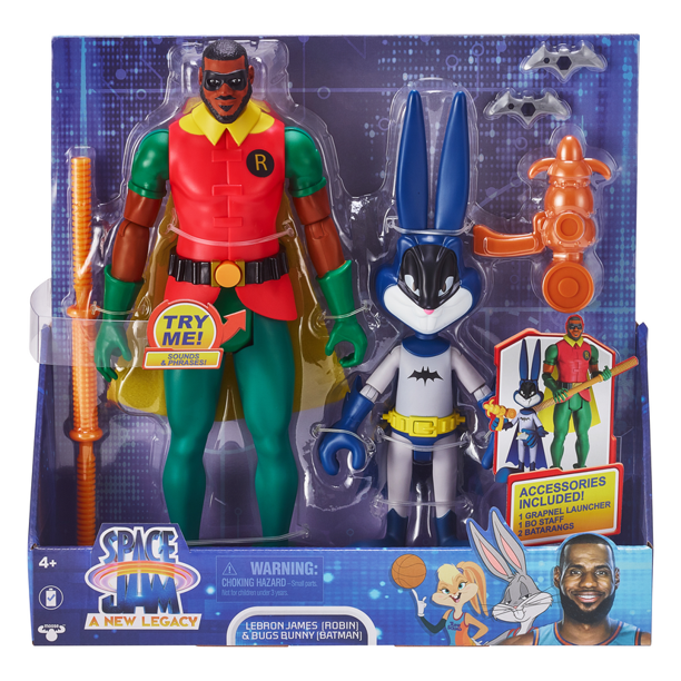 Space Jam A New Legacy Dynamic Duo LeBron James Robin and Bugs Bunny Batman Action Figure Set, 6 Pieces