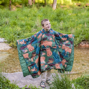 Equip Camping Poncho Blanket, Green Moose Print, Size 66.9" L x 51.18" W, Material Polyester