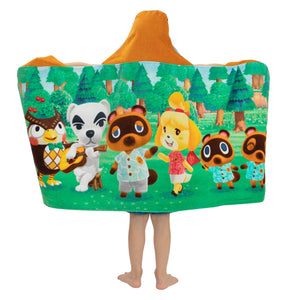 Animal Crossing Kids Tom Nook Hooded Bath Towel, Cotton, Green, Nintendo