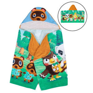 Animal Crossing Kids Tom Nook Hooded Bath Towel, Cotton, Green, Nintendo