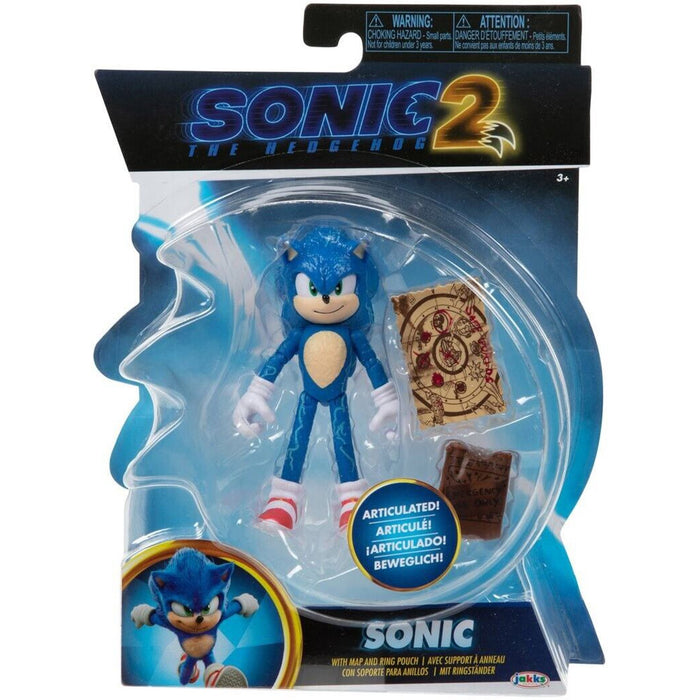 Sonic 2 Movie 4 Inch Figures Sonic with Map & Pouch