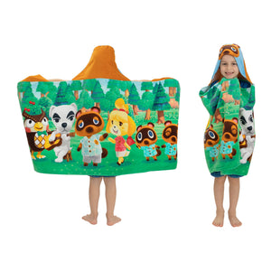 Animal Crossing Kids Tom Nook Hooded Bath Towel, Cotton, Green, Nintendo